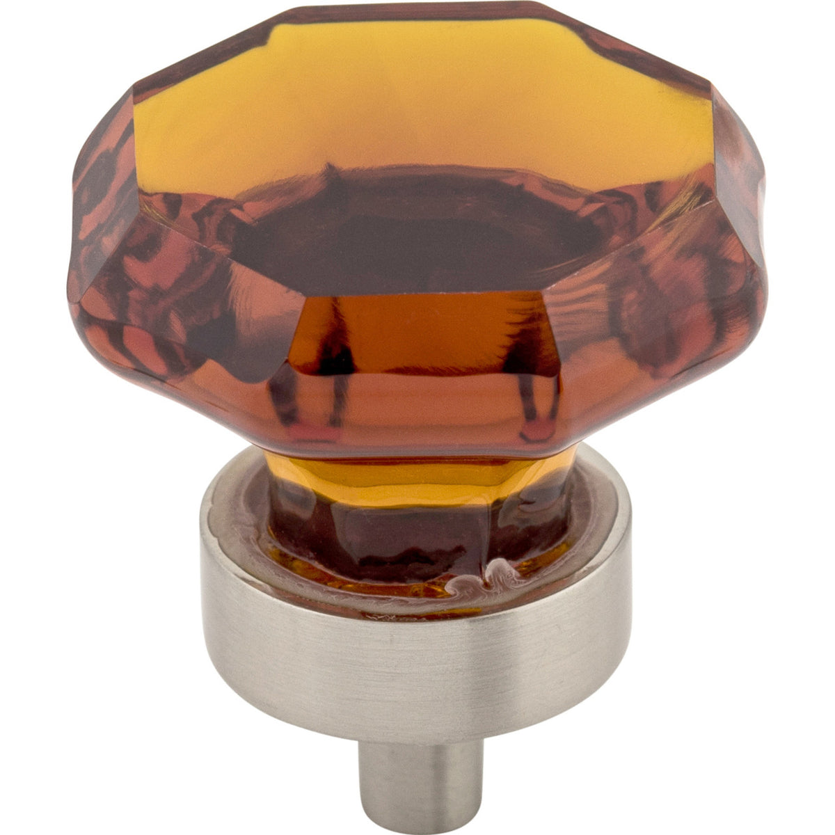 Top Knobs TK138BSN: 1-3/8" Crystal Round Cabinet Knob - Wine Crystal/Brushed Satin Nickel