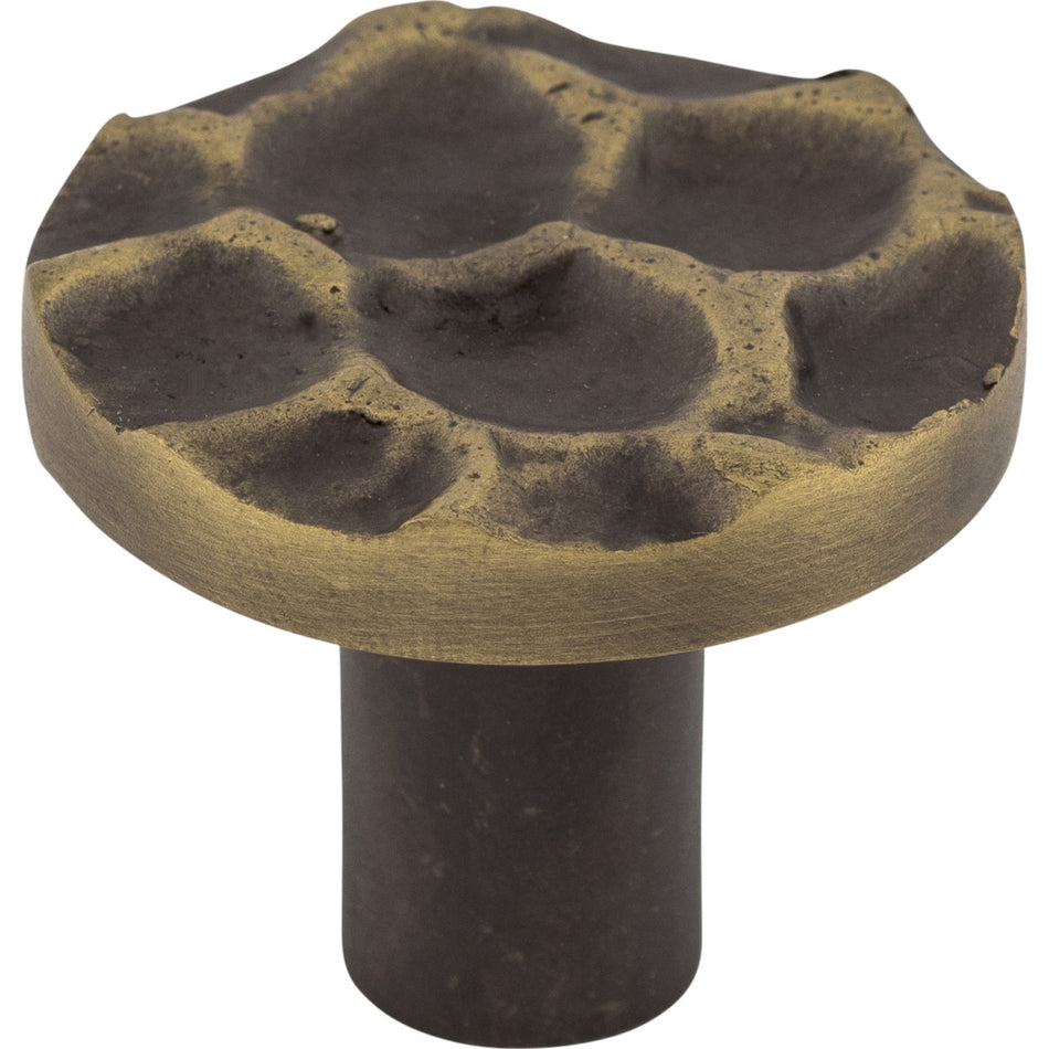 Top Knobs TK296BA: 1-3/8" Cobblestone Round Cabinet Knob - Brass Antique