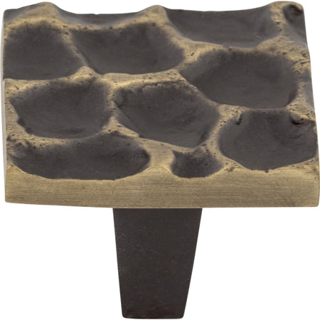 Top Knobs TK301BA: 1-3/8" Cobblestone Square Cabinet Knob - Brass Antique