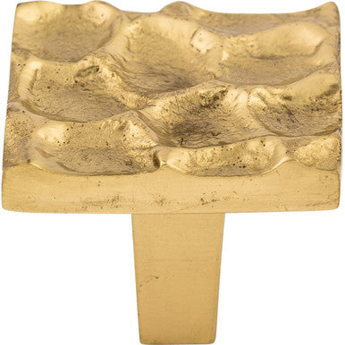 Top Knobs TK301BR: 1-3/8" Cobblestone Square Cabinet Knob - Polished Brass