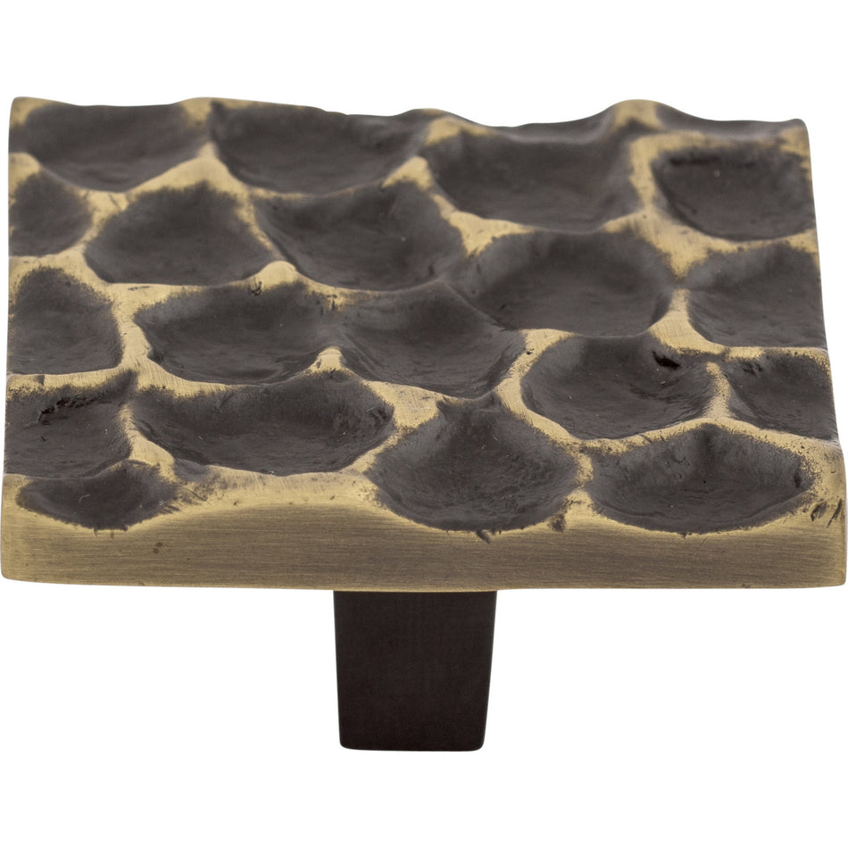 Top Knobs TK302BA: 1-15/16" Cobblestone Square Cabinet Knob - Brass Antique