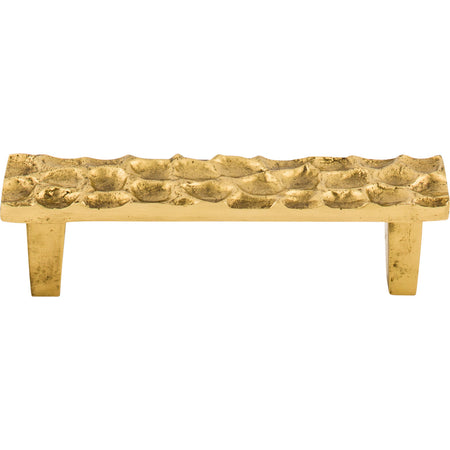 Top Knobs TK304BR: 3-3/4" cc Cobblestone Flat Bar Cabinet Pull - Polished Brass