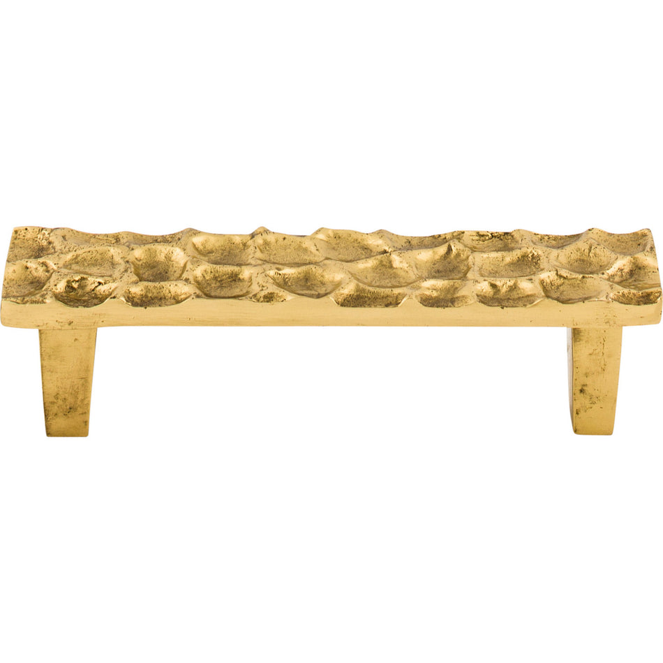 Top Knobs TK304BR: 3-3/4" cc Cobblestone Flat Bar Cabinet Pull - Polished Brass