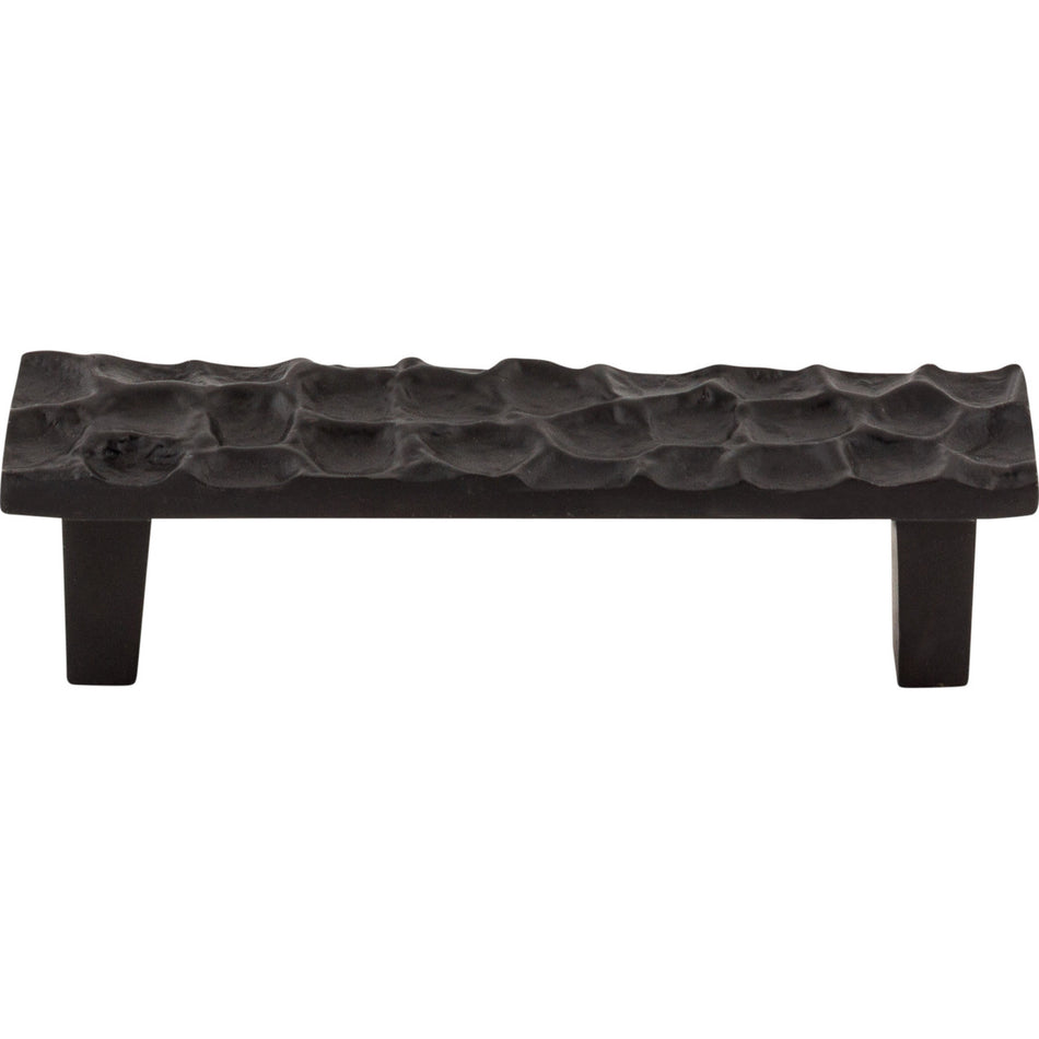 Top Knobs TK304CB: 3-3/4" cc Cobblestone Flat Bar Cabinet Pull - Coal Black