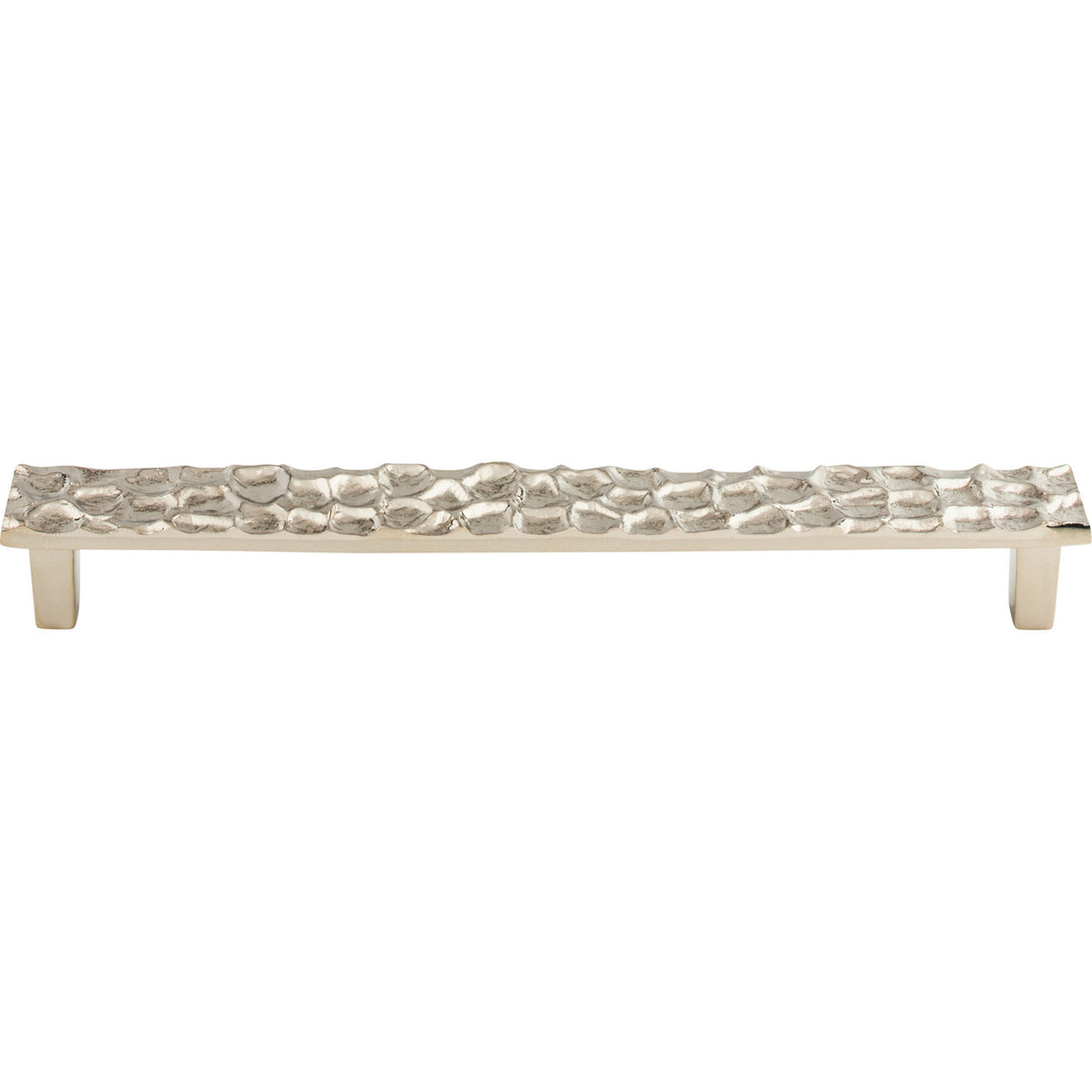 Top Knobs TK308PN: 8-13/16" cc Cobblestone Flat Bar Cabinet Pull - Polished Nickel