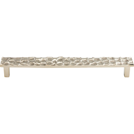 Top Knobs TK308PN: 8-13/16" cc Cobblestone Flat Bar Cabinet Pull - Polished Nickel