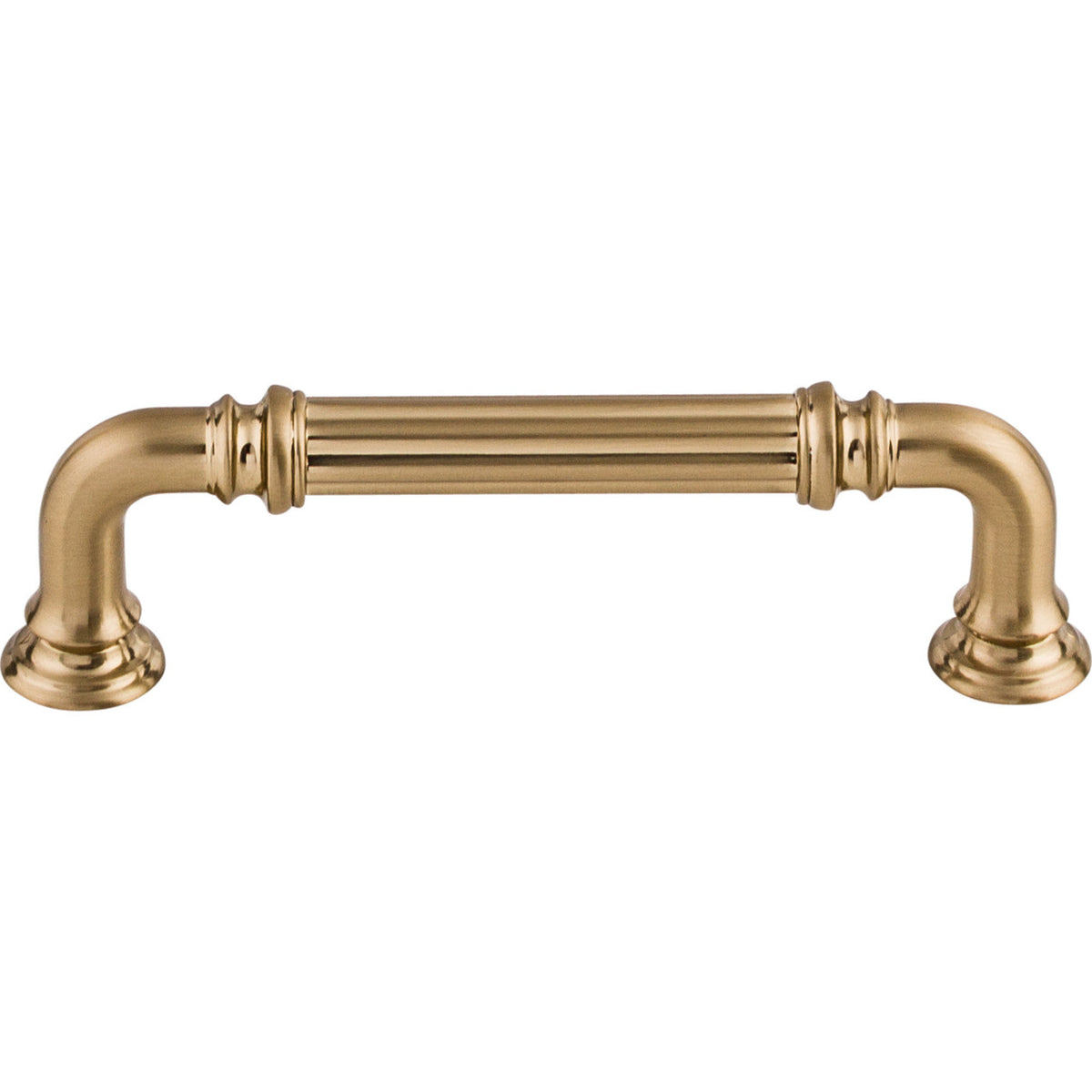 Top Knobs TK322HB: 3-3/4" cc Reeded D-Handle Cabinet Pull - Honey Bronze