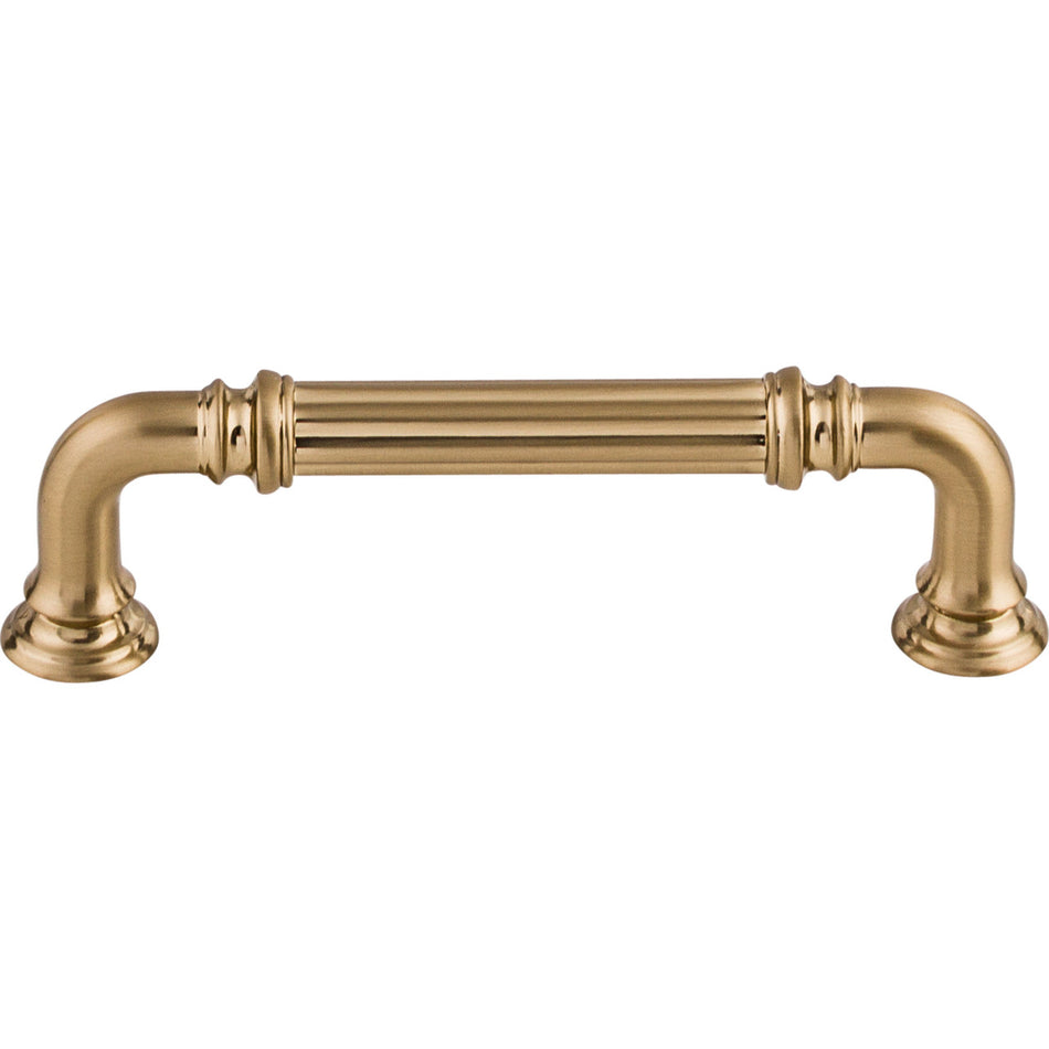 Top Knobs TK322HB: 3-3/4" cc Reeded D-Handle Cabinet Pull - Honey Bronze
