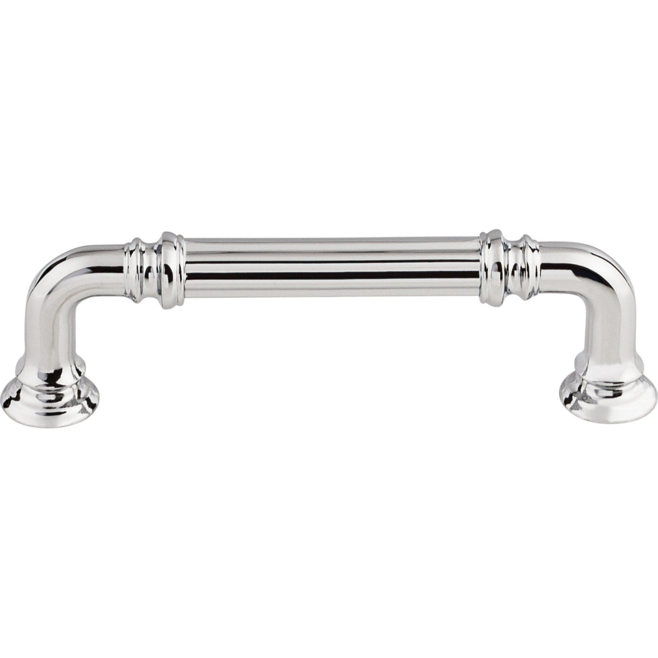 Top Knobs TK322PC: 3-3/4" cc Reeded D-Handle Cabinet Pull - Polished Chrome