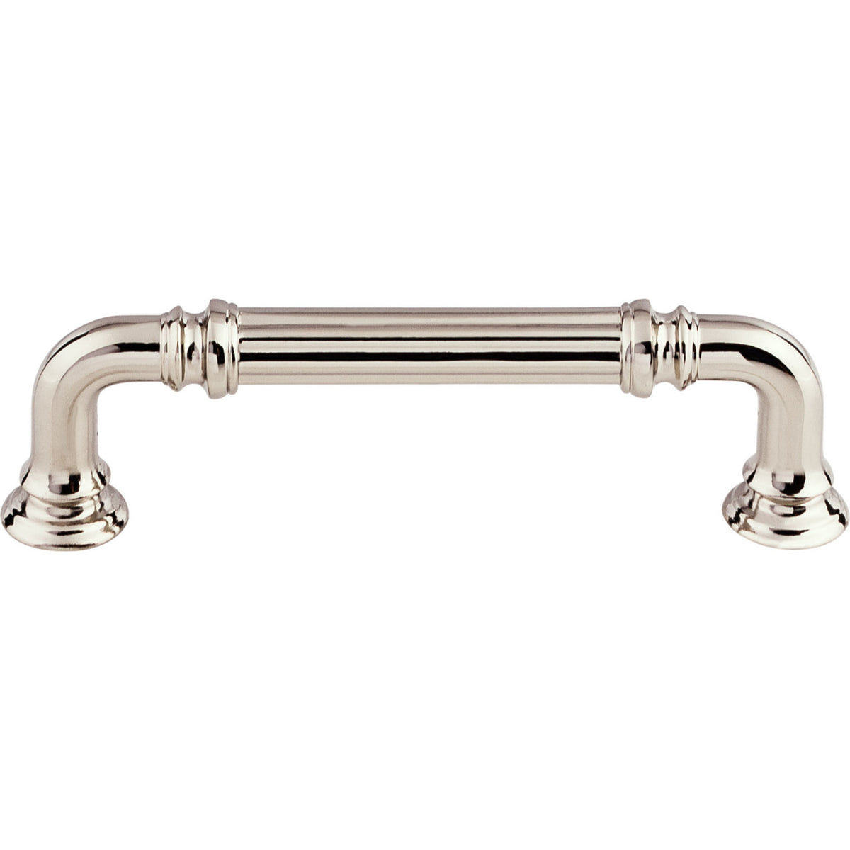 Top Knobs TK322PN: 3-3/4" cc Reeded D-Handle Cabinet Pull - Polished Nickel