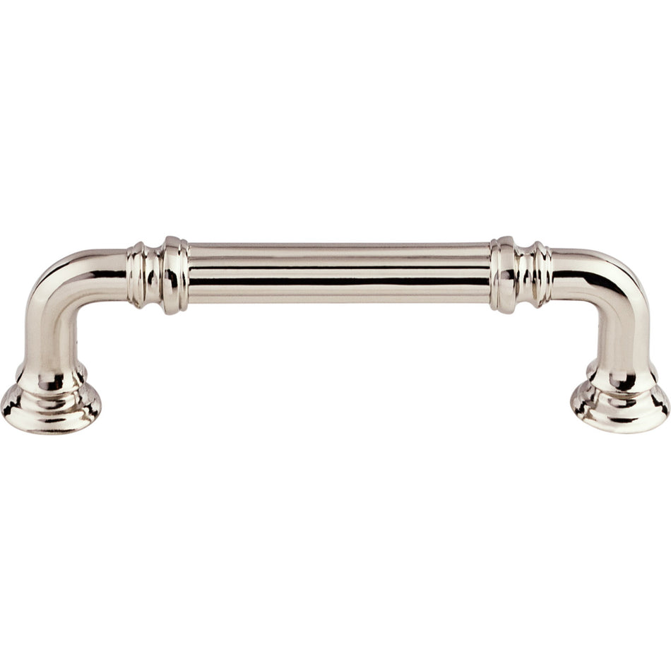Top Knobs TK322PN: 3-3/4" cc Reeded D-Handle Cabinet Pull - Polished Nickel