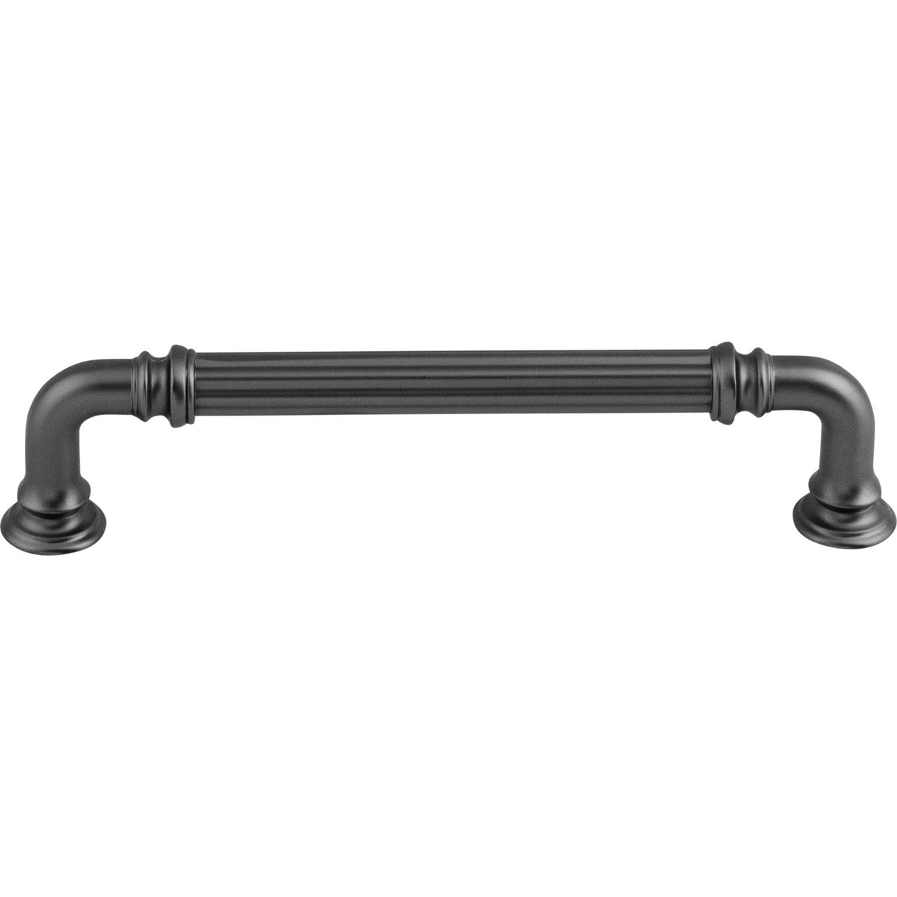 Top Knobs TK323AG: 5" cc Reeded D-Handle Cabinet Pull - Ash Gray