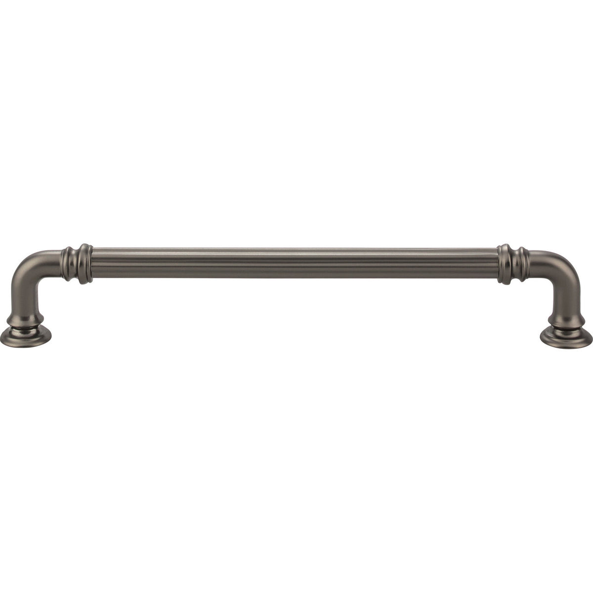 Top Knobs TK324AG: 7" cc Reeded D-Handle Cabinet Pull - Ash Gray