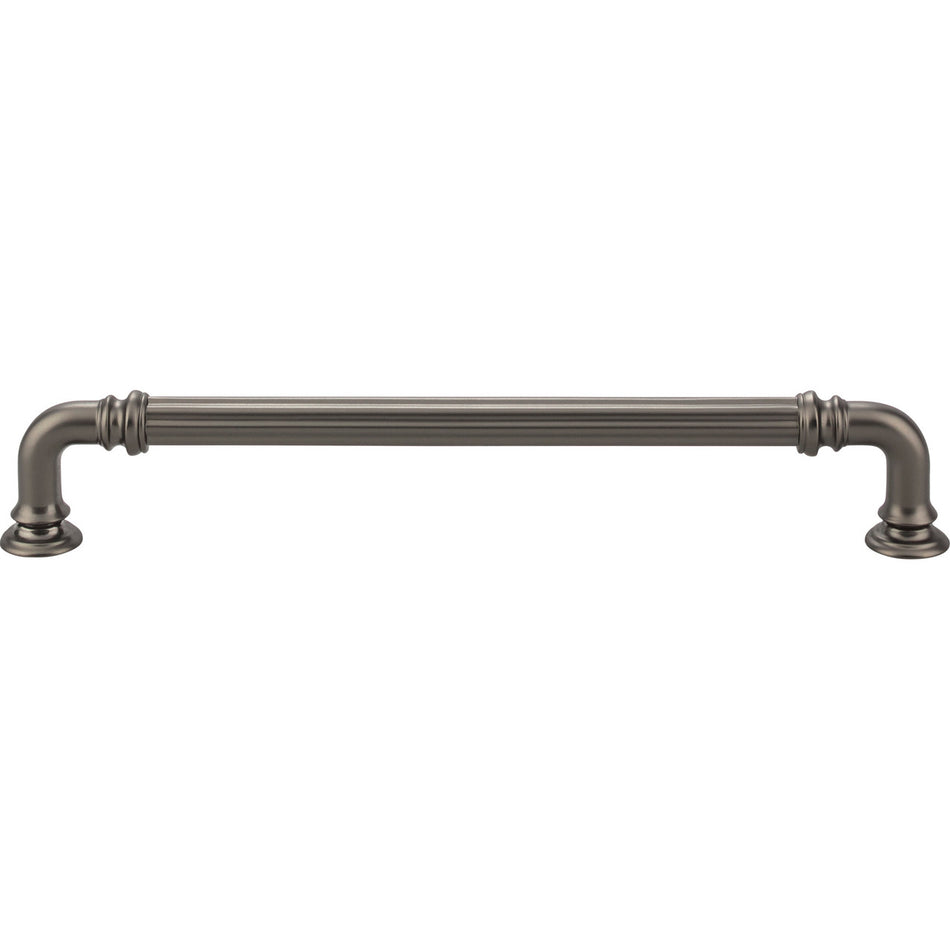 Top Knobs TK324AG: 7" cc Reeded D-Handle Cabinet Pull - Ash Gray