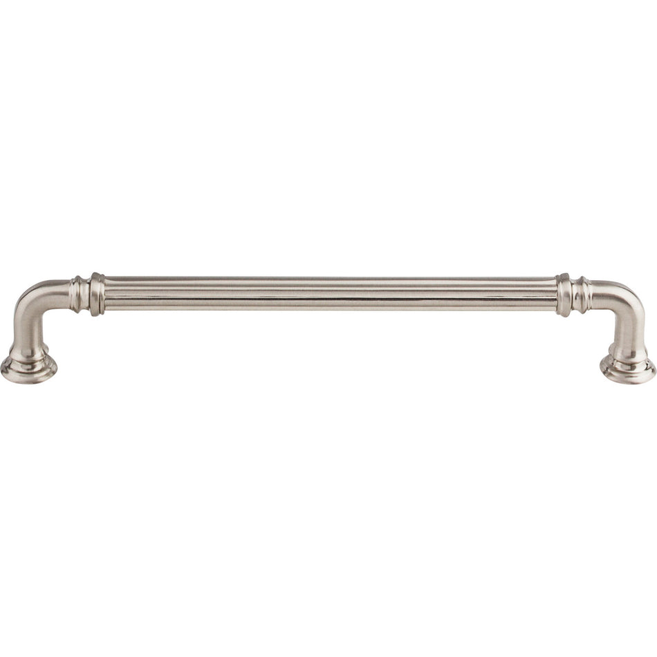 Top Knobs TK324BSN: 7" cc Reeded D-Handle Cabinet Pull - Brushed Satin Nickel