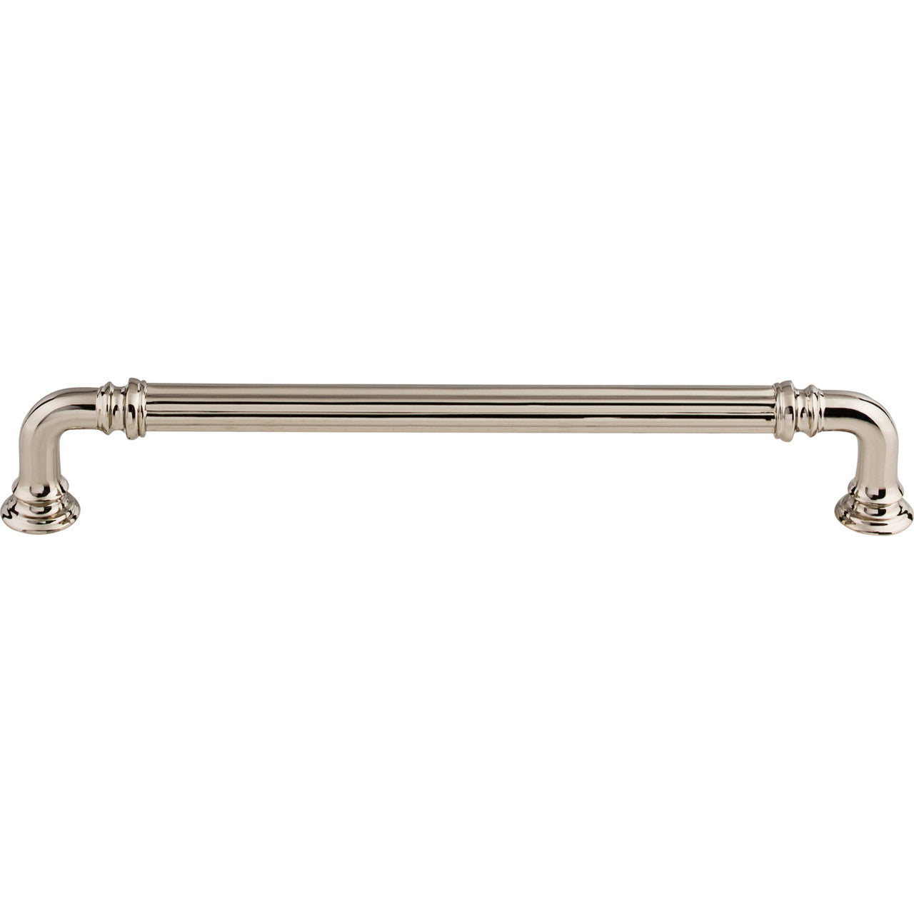 Top Knobs TK324PN: 7" cc Reeded D-Handle Cabinet Pull - Polished Nickel