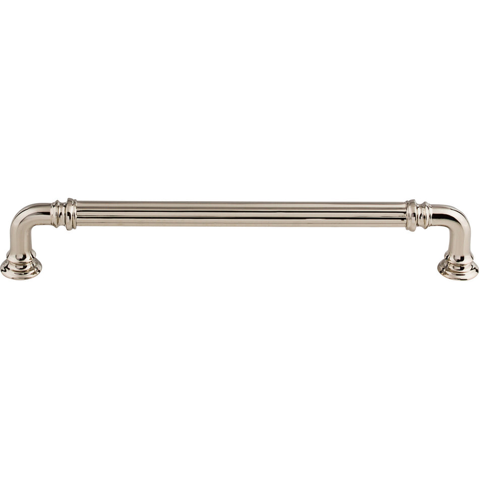Top Knobs TK324PN: 7" cc Reeded D-Handle Cabinet Pull - Polished Nickel