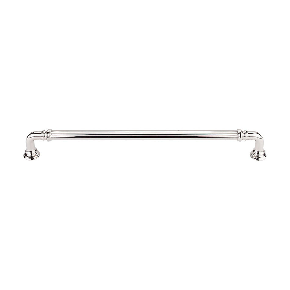 Top Knobs TK325PN: 9" cc Reeded D-Handle Cabinet Pull - Polished Nickel
