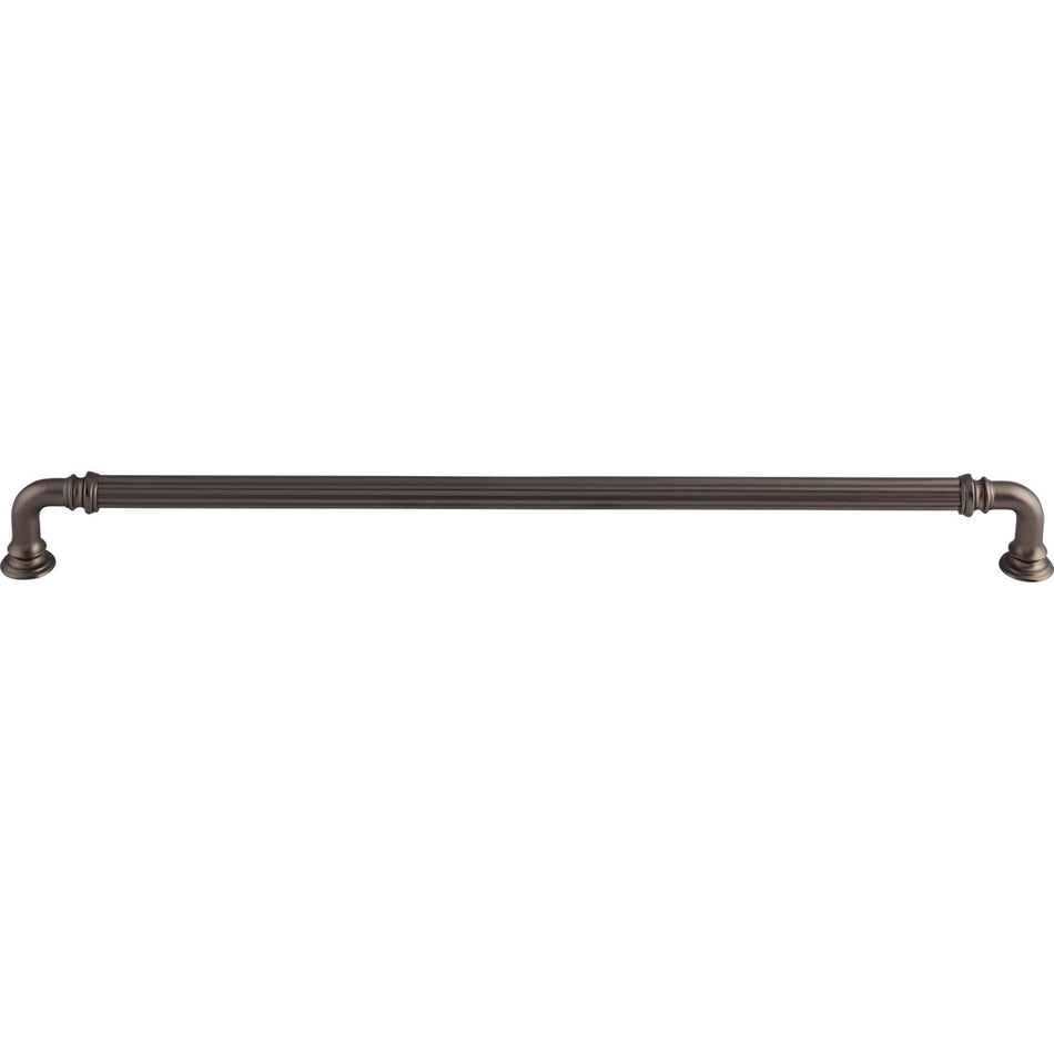 Top Knobs TK326AG: 12" cc Reeded D-Handle Cabinet Pull - Ash Gray