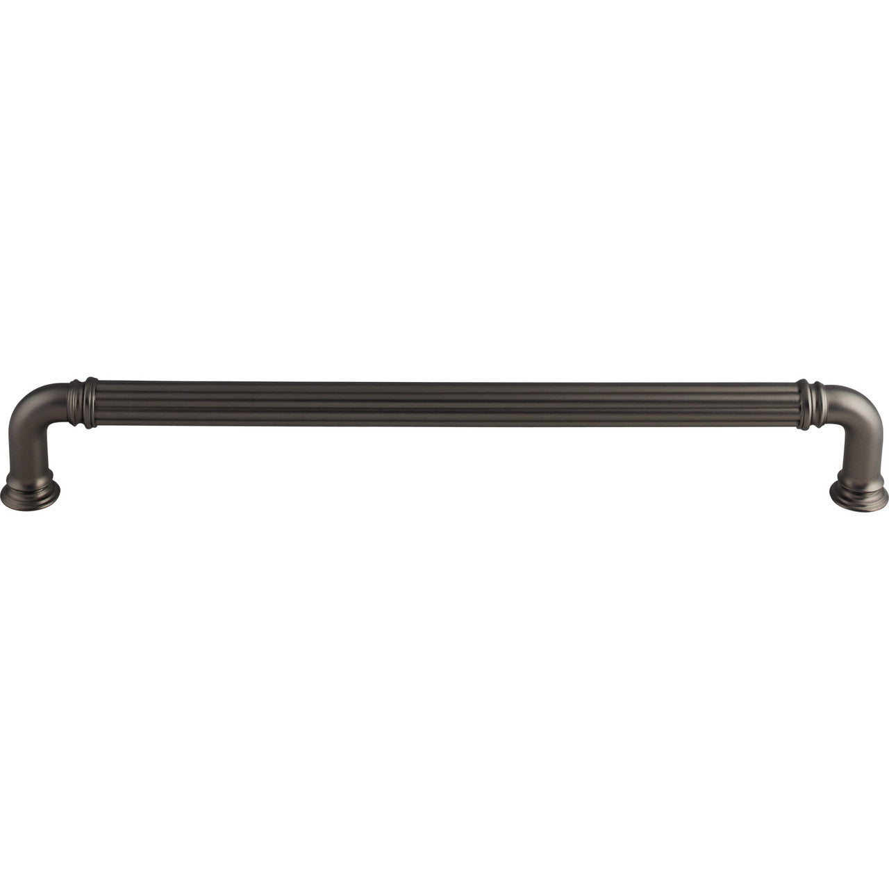 Top Knobs TK328AG: 18" cc Reeded D-Handle Appliance Pull - Ash Gray
