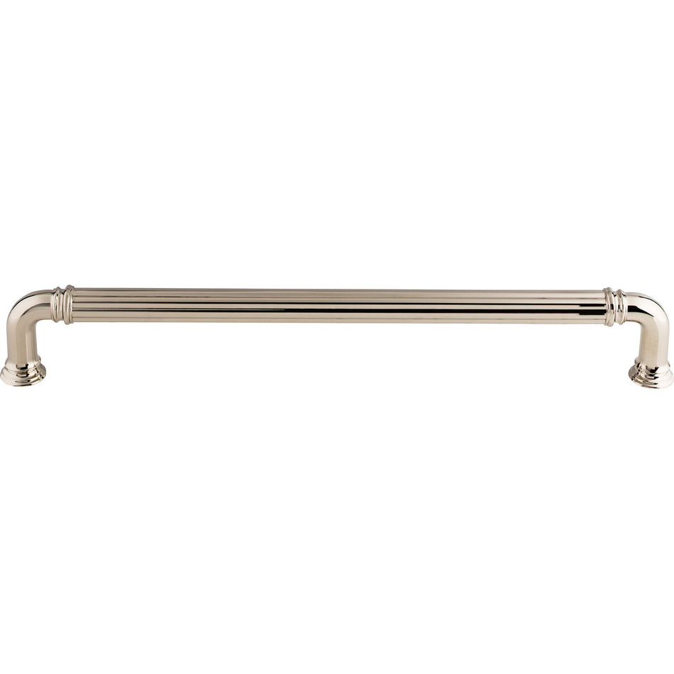 Top Knobs TK328PN: 18" cc Reeded D-Handle Appliance Pull - Polished Nickel