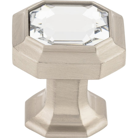 Top Knobs TK390BSN: 1-1/8" Emerald Octagonal Cabinet Knob - Clear Crystal/Brushed Satin Nickel