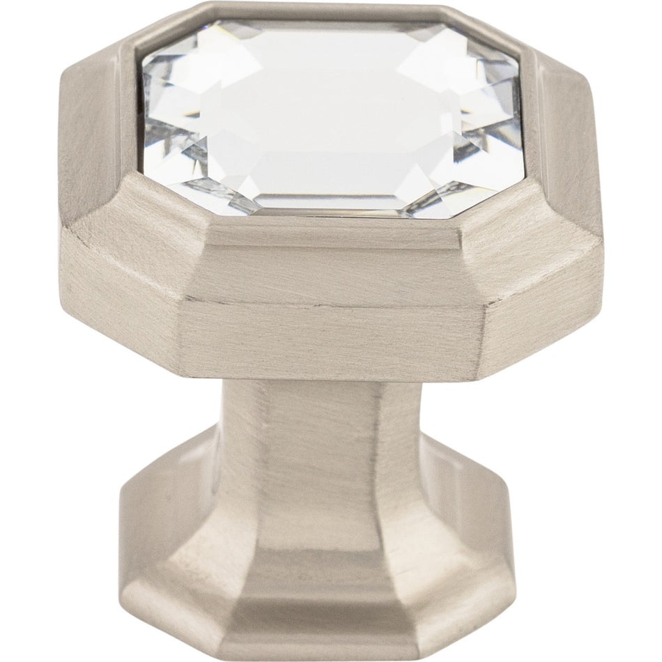 Top Knobs TK390BSN: 1-1/8" Emerald Octagonal Cabinet Knob - Clear Crystal/Brushed Satin Nickel