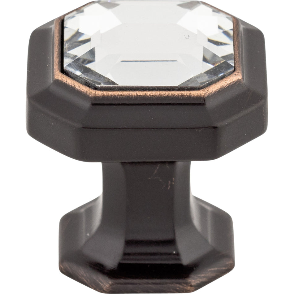 Top Knobs TK390TB: 1-1/8" Emerald Octagonal Cabinet Knob - Clear Crystal/Tuscan Bronze