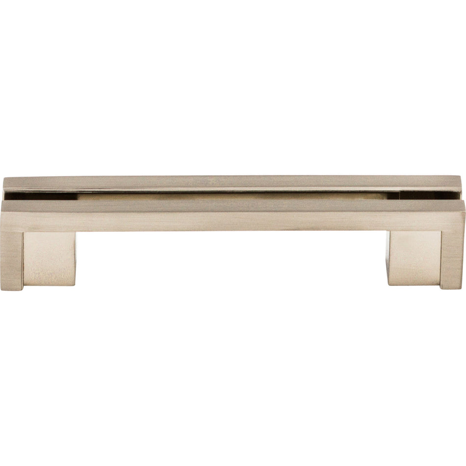 Top Knobs TK55BSN: 3-1/2" cc Sanctuary Flat Rail Bar Cabinet Pull - Brushed Satin Nickel