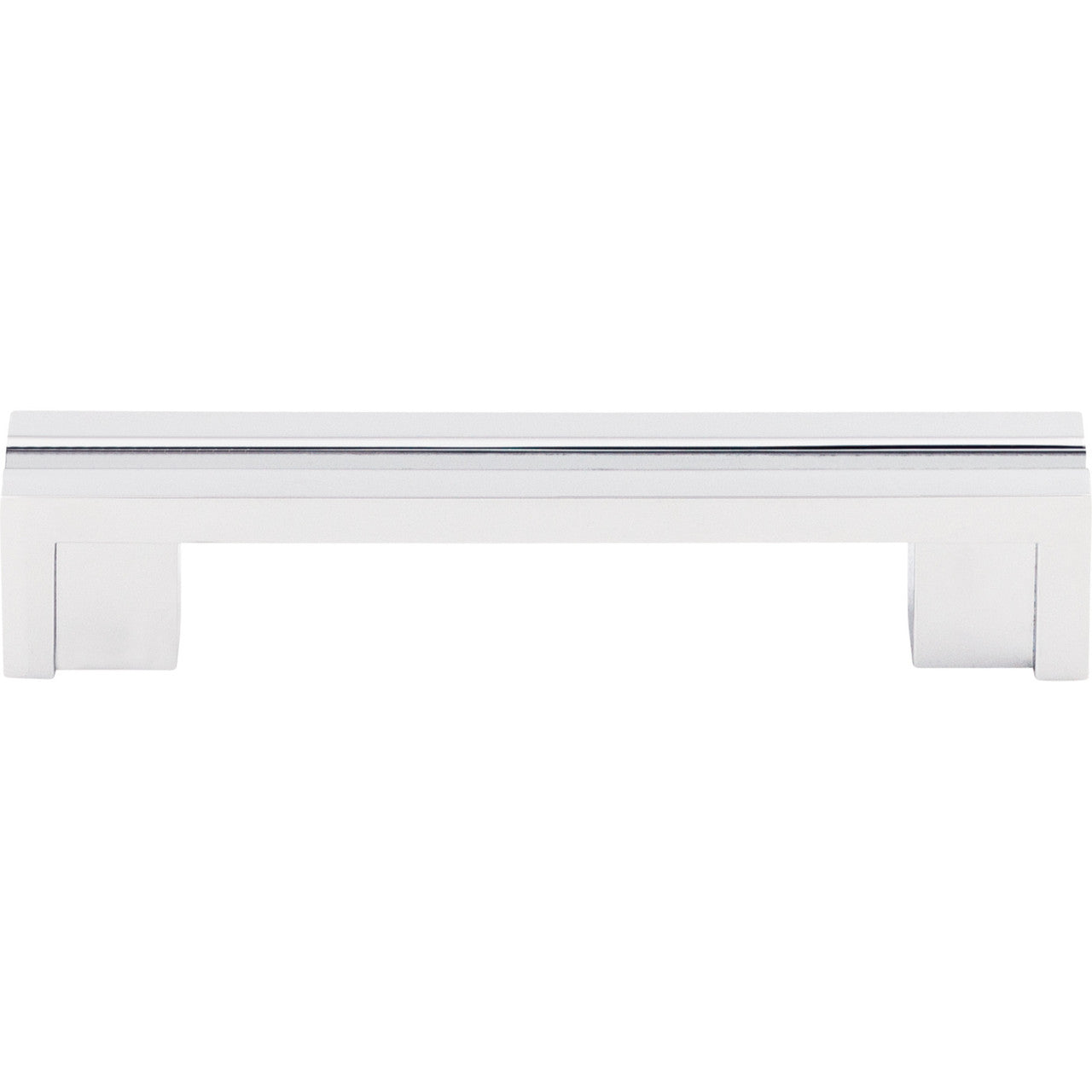 Top Knobs TK55PC: 3-1/2" cc Sanctuary Flat Rail Bar Cabinet Pull - Polished Chrome