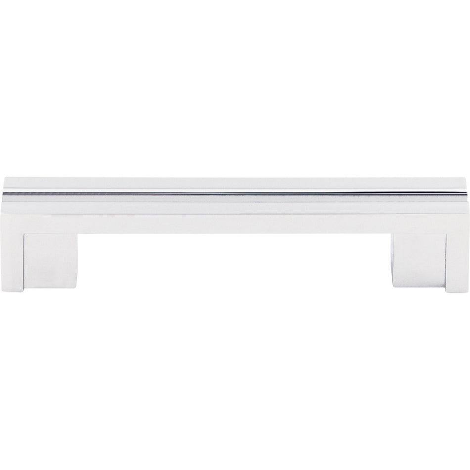Top Knobs TK55PC: 3-1/2" cc Sanctuary Flat Rail Bar Cabinet Pull - Polished Chrome