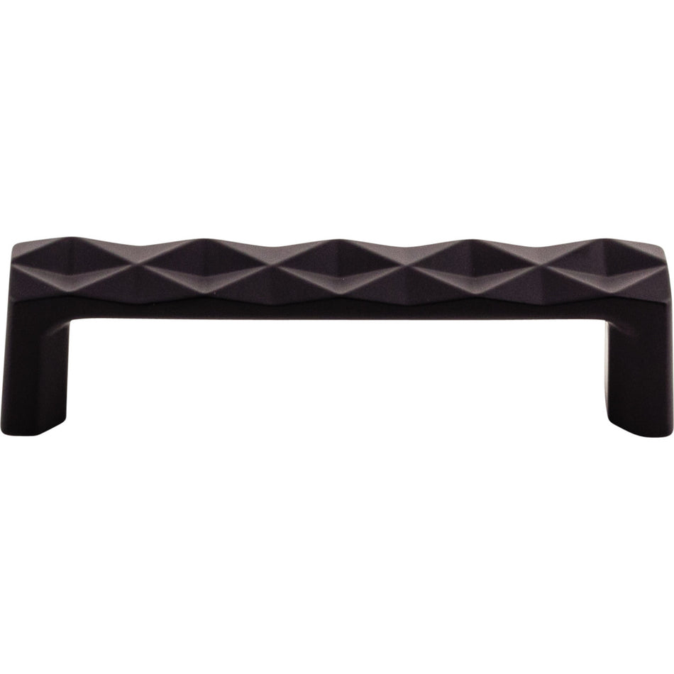 Top Knobs TK561BLK: 3-3/4" cc Quilted Flat Bar Cabinet Pull - Flat Black