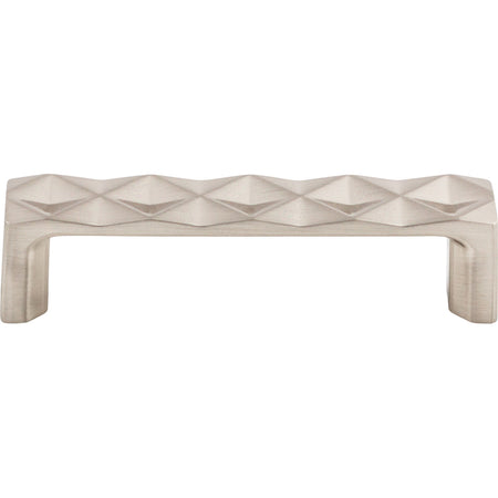 Top Knobs TK561BSN: 3-3/4" cc Quilted Flat Bar Cabinet Pull - Brushed Satin Nickel