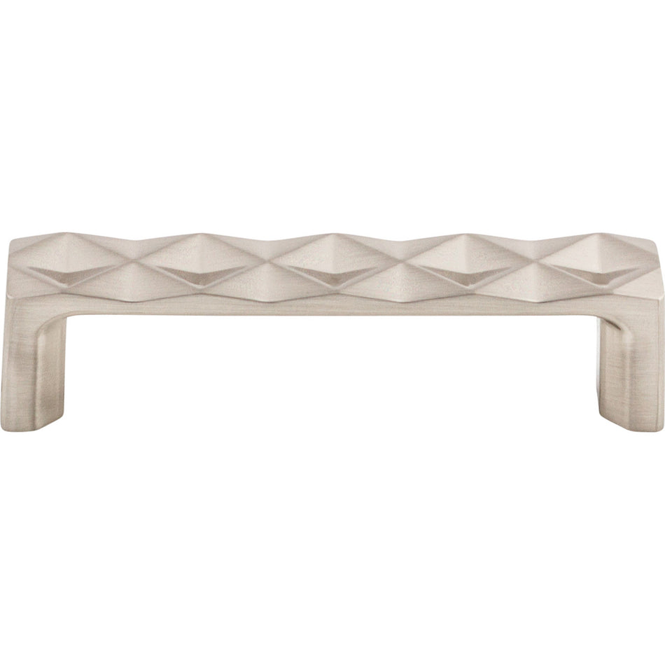 Top Knobs TK561BSN: 3-3/4" cc Quilted Flat Bar Cabinet Pull - Brushed Satin Nickel