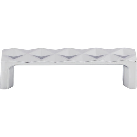 Top Knobs TK561PC: 3-3/4" cc Quilted Flat Bar Cabinet Pull - Polished Chrome