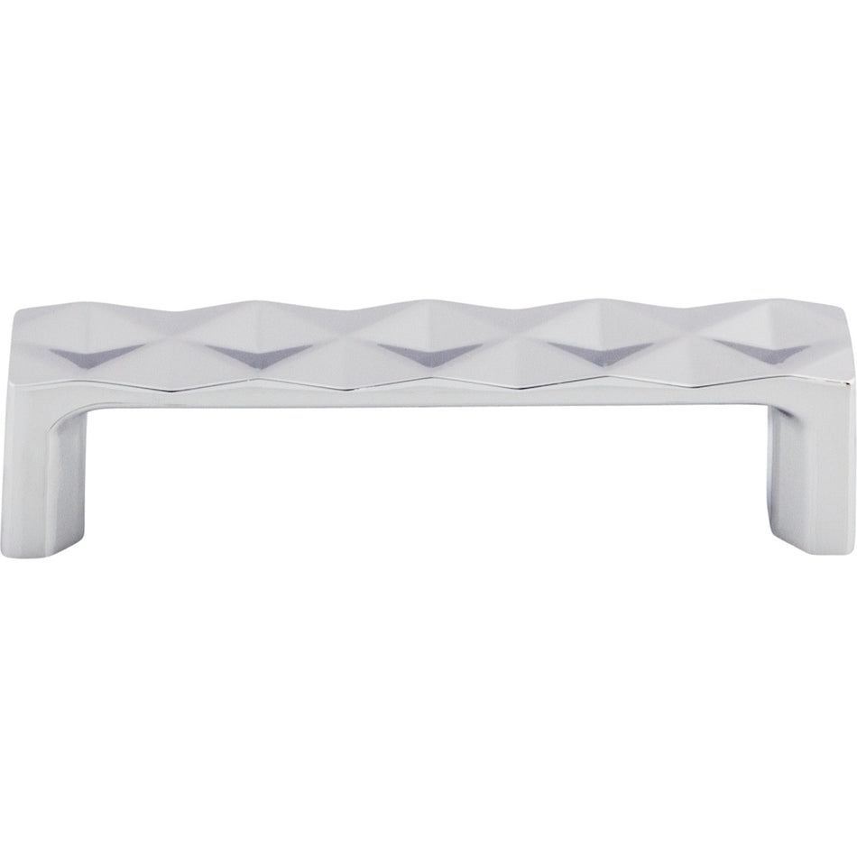 Top Knobs TK561PC: 3-3/4" cc Quilted Flat Bar Cabinet Pull - Polished Chrome