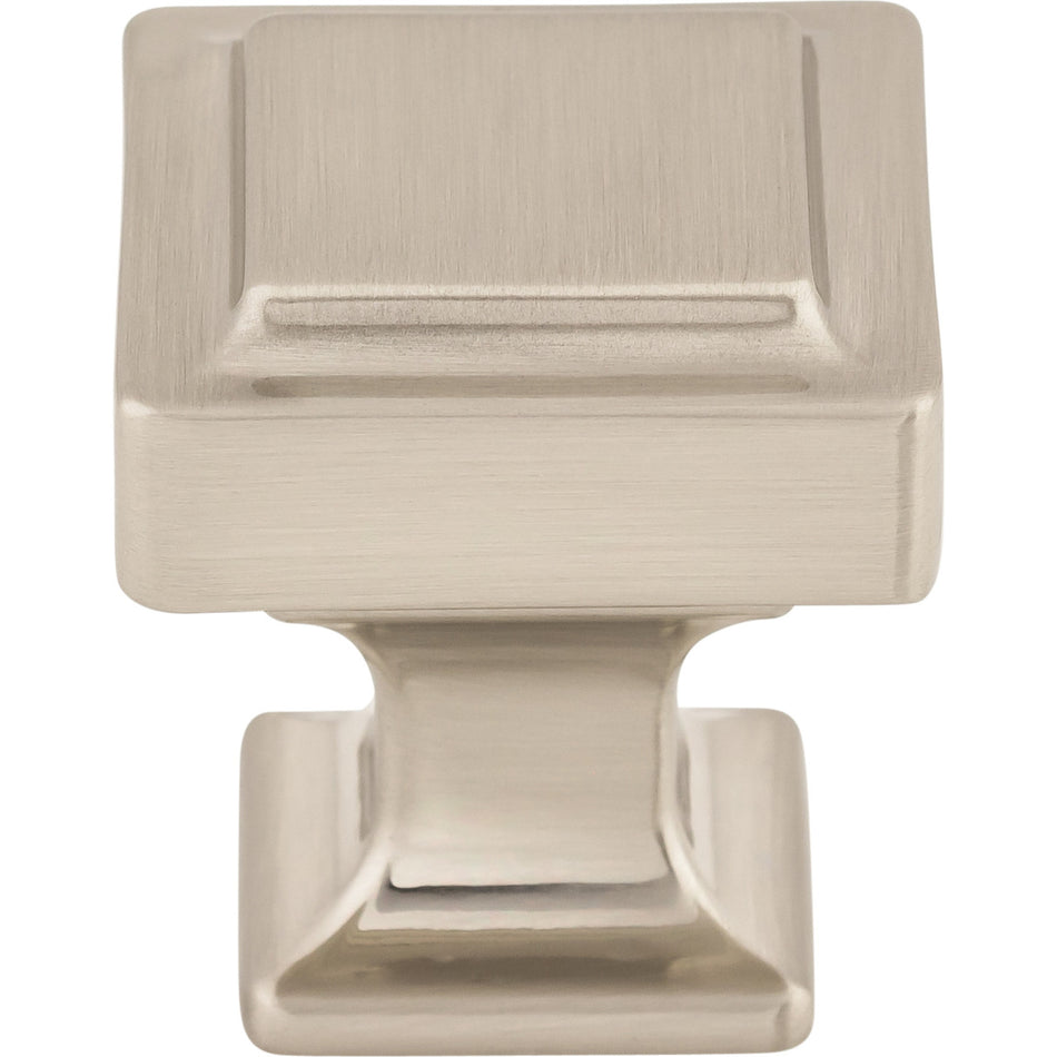 Top Knobs TK701BSN: 1-1/8" Ascendra Square Cabinet Knob - Brushed Satin Nickel