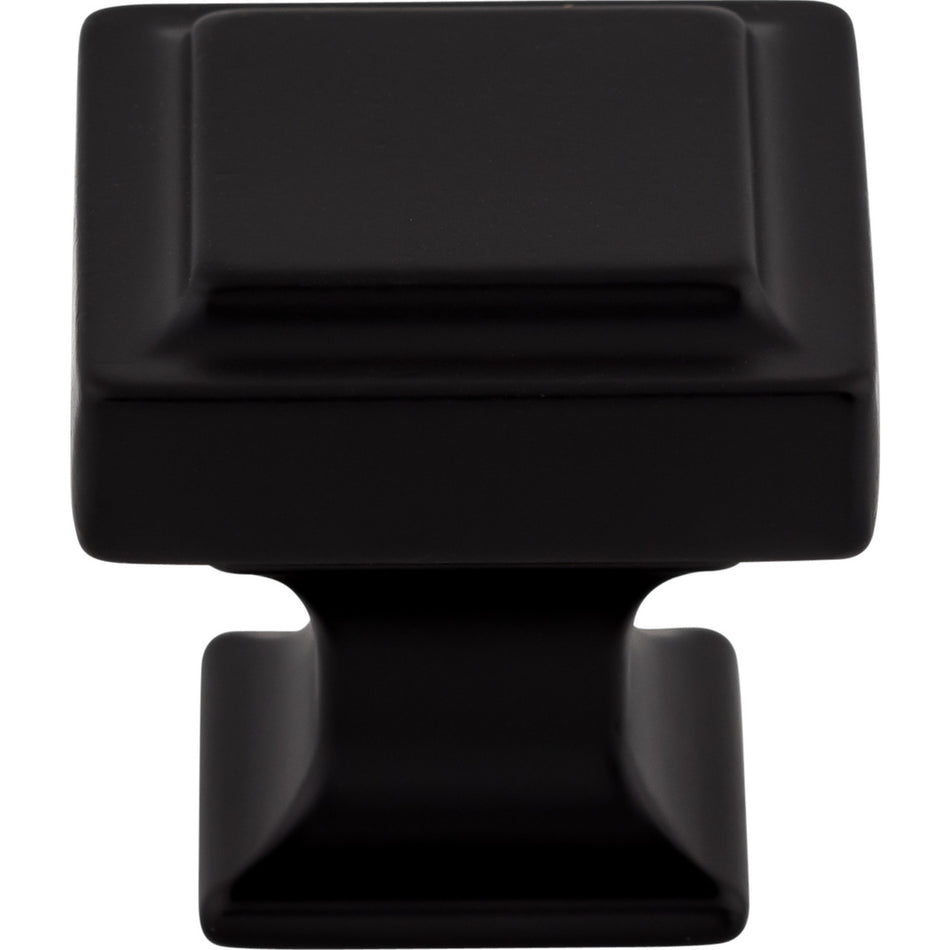 Top Knobs TK702BLK: 1-1/4" Ascendra Square Cabinet Knob - Flat Black