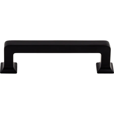 Top Knobs TK703BLK: 3-3/4" cc Ascendra Rectangular Bar Cabinet Pull - Flat Black