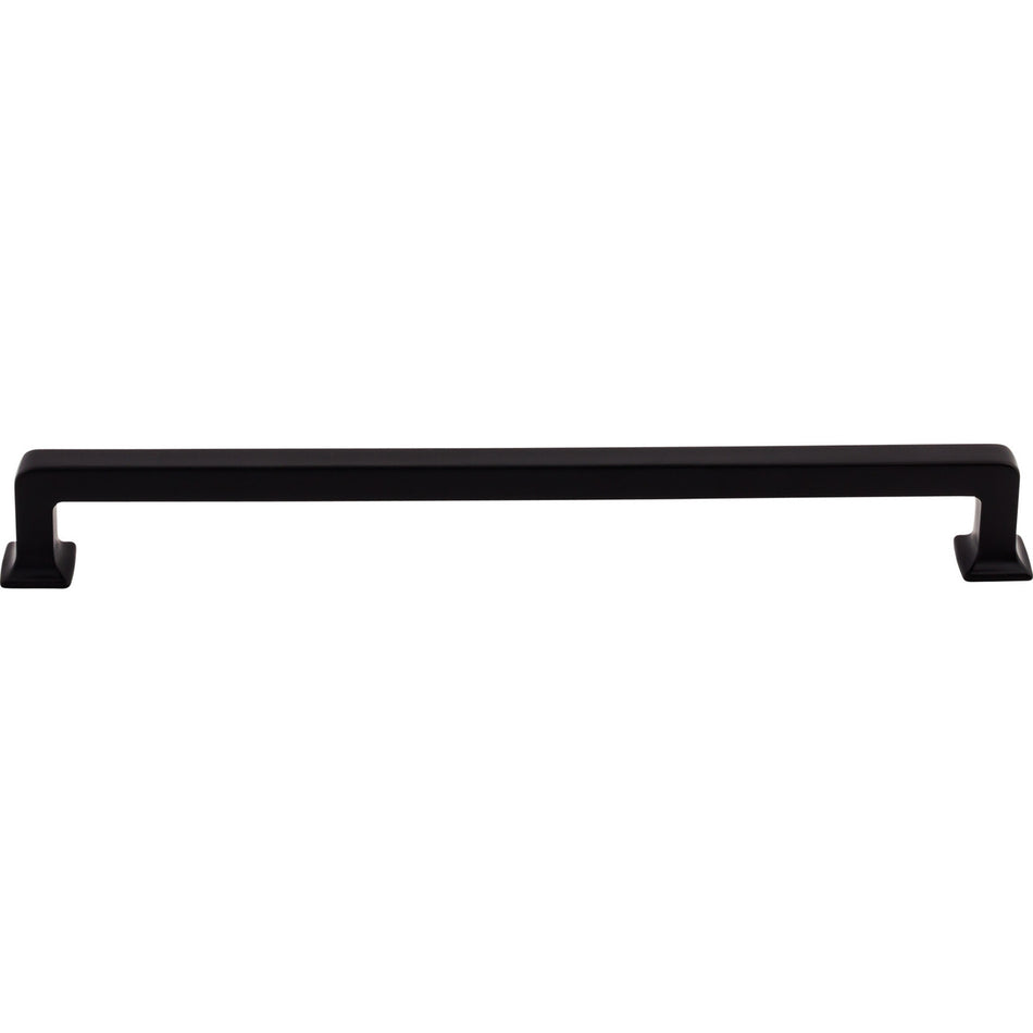 Top Knobs TK706BLK: 9" cc Ascendra Rectangular Bar Cabinet Pull - Flat Black