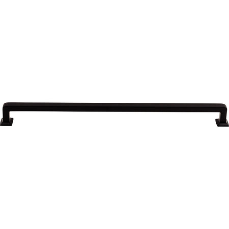 Top Knobs TK708BLK: 12" cc Ascendra Rectangular Bar Cabinet Pull - Flat Black
