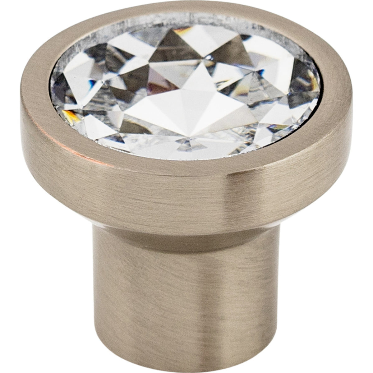 Top Knobs TK735BSN: 13/16" Wentworth Round Cabinet Knob - Clear Crystal/Brushed Satin Nickel