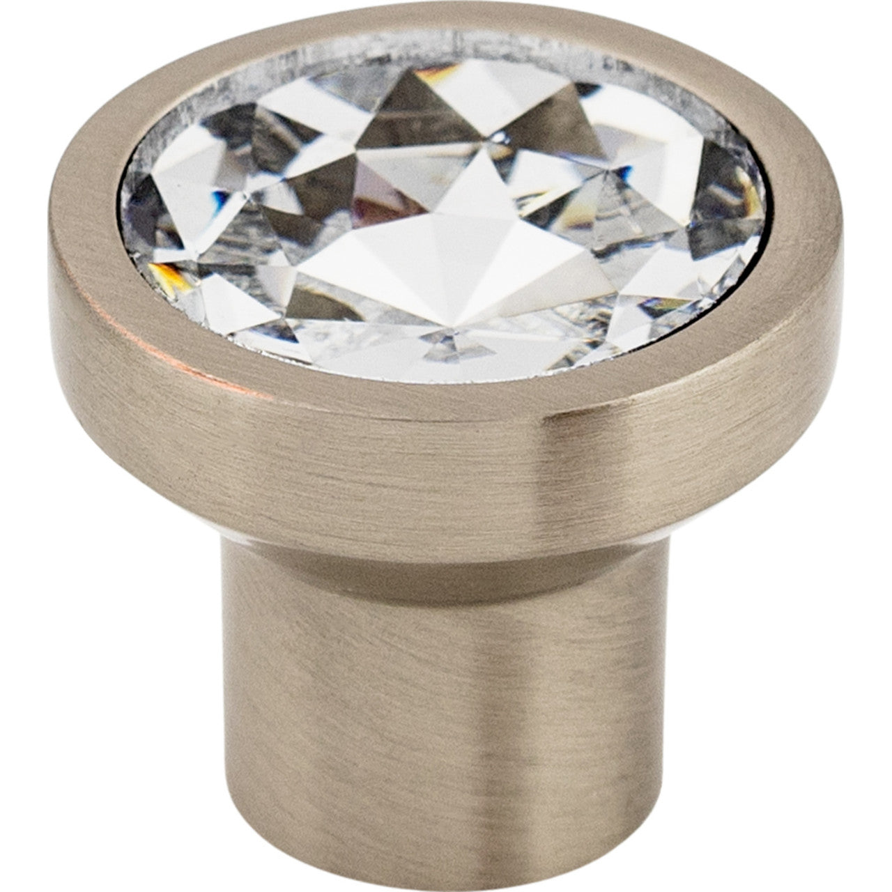 Top Knobs TK735BSN: 13/16" Wentworth Round Cabinet Knob - Clear Crystal/Brushed Satin Nickel