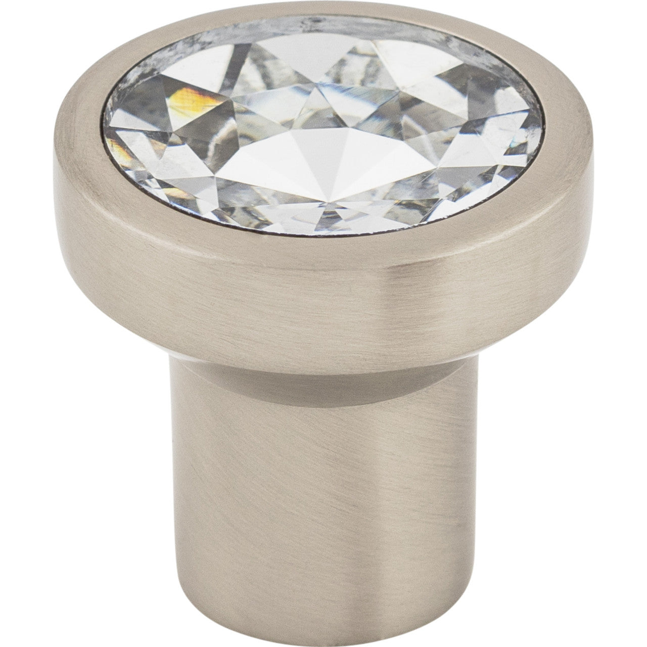 Top Knobs TK736BSN: 1-1/8" Wentworth Round Cabinet Knob - Clear Crystal/Brushed Satin Nickel