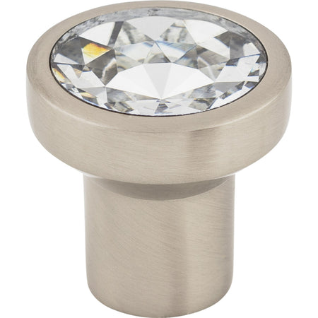 Top Knobs TK736BSN: 1-1/8" Wentworth Round Cabinet Knob - Clear Crystal/Brushed Satin Nickel