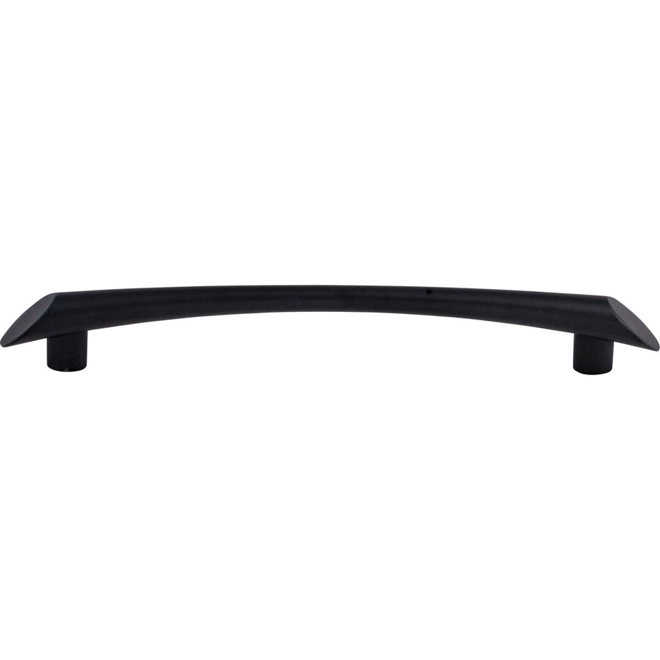 Top Knobs TK784BLK: 6-5/16" cc Edgewater Curved Bar Cabinet Pull - Flat Black