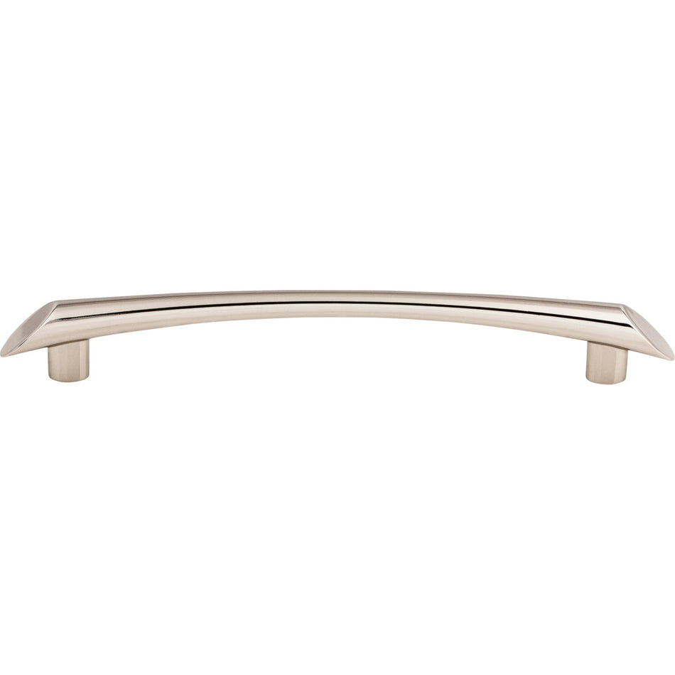Top Knobs TK784PN: 6-5/16" cc Edgewater Curved Bar Cabinet Pull - Polished Nickel