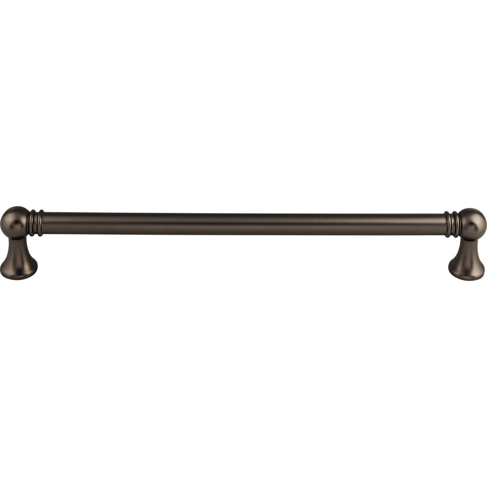 Top Knobs TK808AG: 12" cc Kara Round Bar Appliance Pull - Ash Gray