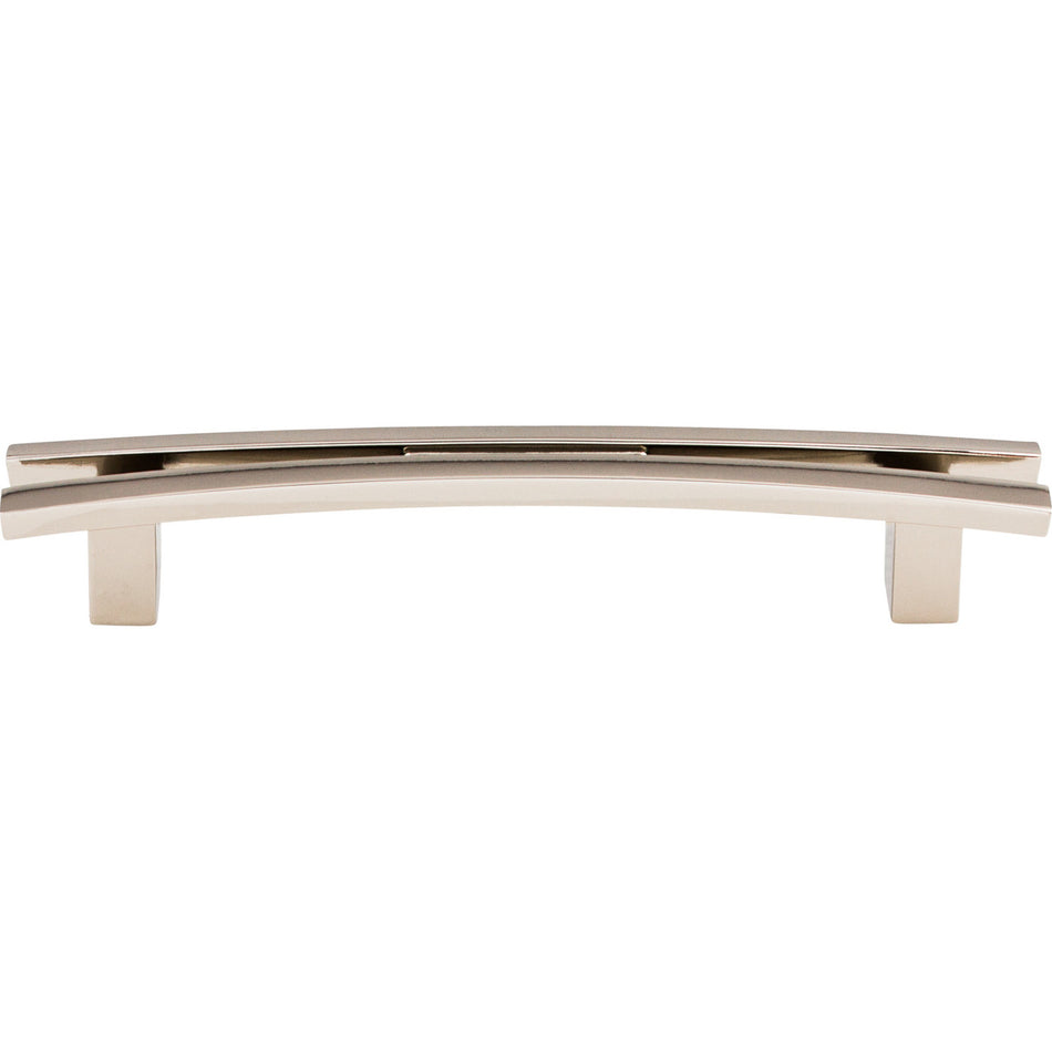 Top Knobs TK86PN: 5" cc Sanctuary Flared Bar Cabinet Pull - Polished Nickel