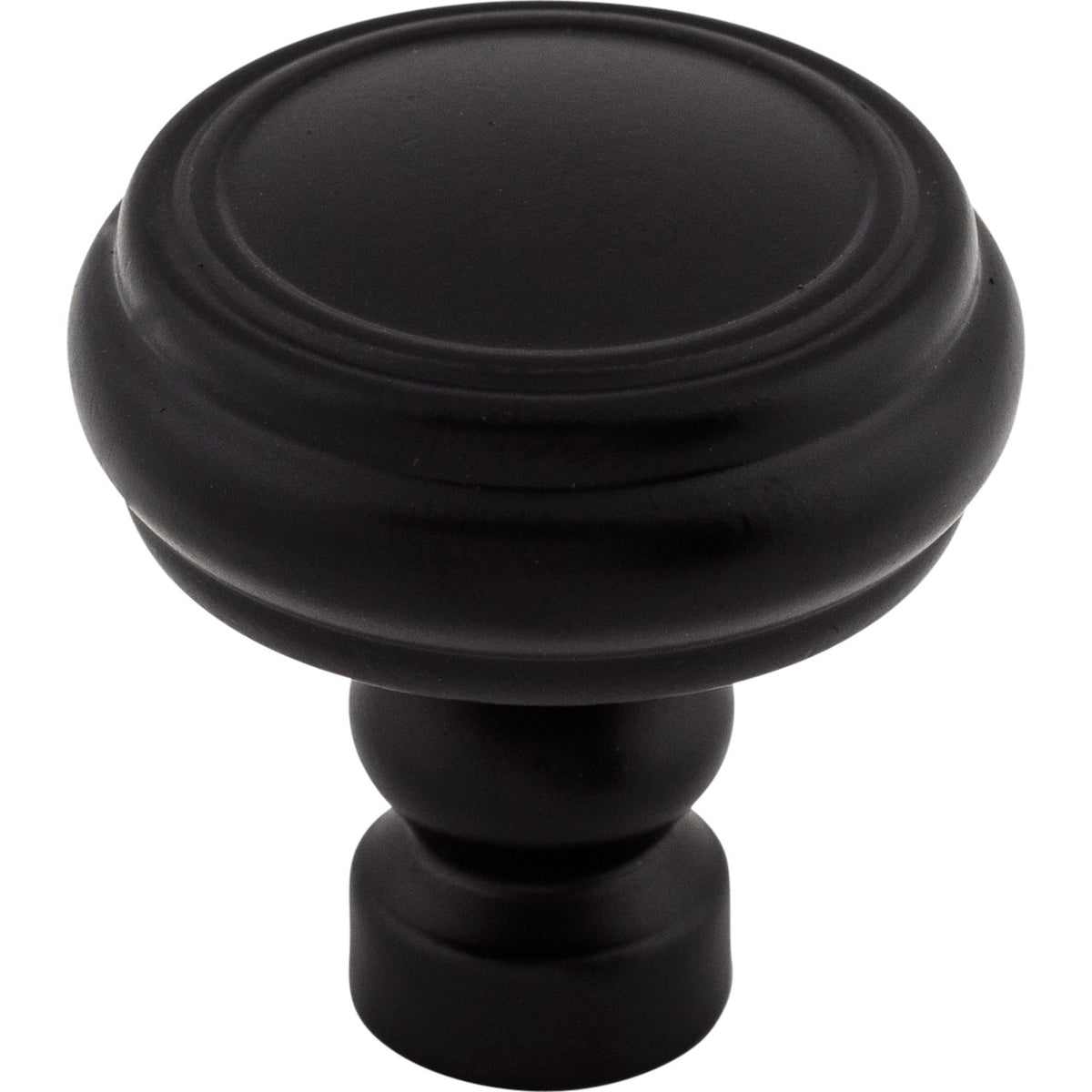 Top Knobs TK880BLK: 1-1/4" Brixton Round Rimmed Cabinet Knob - Flat Black